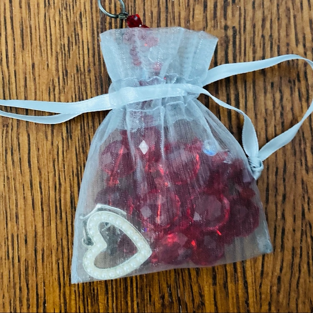 Beautiful handmade red & clear beaded necklace
